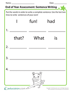 End of Year Assessment: Sentence Writing
