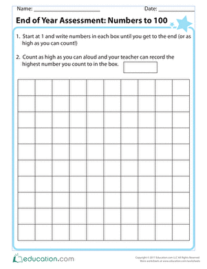 End of Year Assessment: Numbers to 100