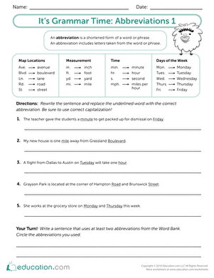 It's Grammar Time: Abbreviations 1