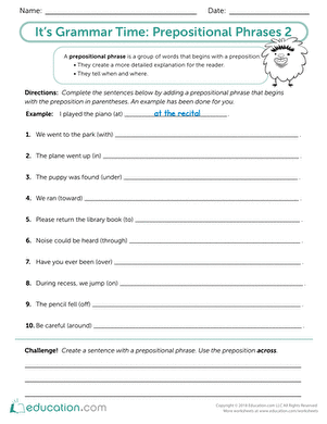 It's Grammar Time: Prepositional Phrases 2