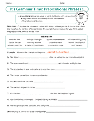It's Grammar Time: Prepositional Phrases 1