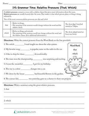 It’s Grammar Time: Relative Pronouns (That, Which)