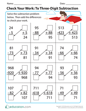 Check Your Work: To Three-Digit Subtraction