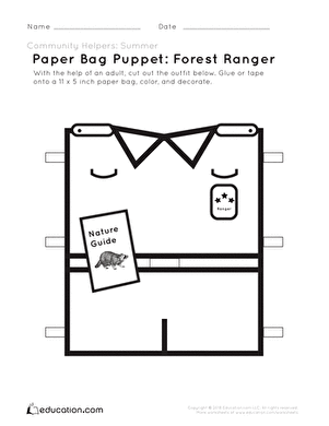 Forest Ranger Paper Bag Puppet