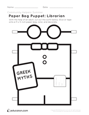 Librarian Paper Bag Puppet