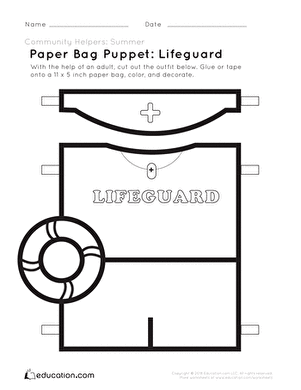 Lifeguard Paper Bag Puppet