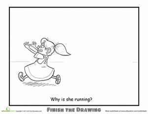 Finish the Drawing: Why Is She Running?