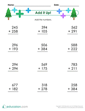 Add It Up! Three-Digit Numbers