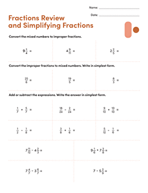 Fractions Review and Simplifying Fractions
