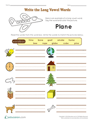 Write the Long Vowel Words