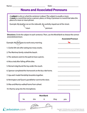 Nouns and Associated Pronouns