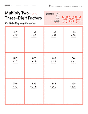 Multiply Two and Three-Digit Factors