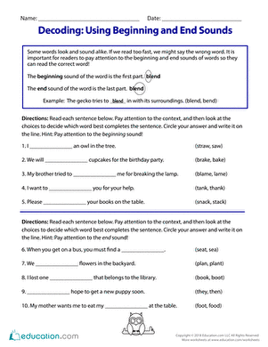 Decoding: Using Beginning and End Sounds
