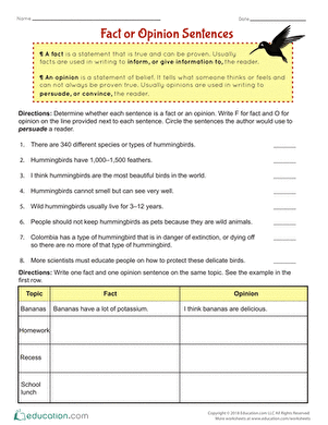 Fact or Opinion Sentences