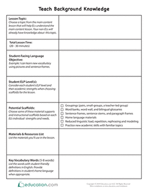Teach Background Knowledge Template