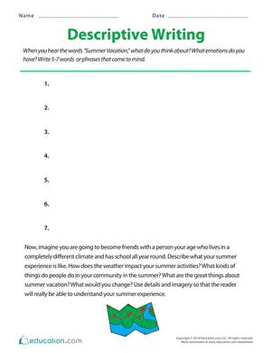Descriptive Writing: Summer Vacation