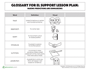 Glossary: Making Predictions and Summarizing
