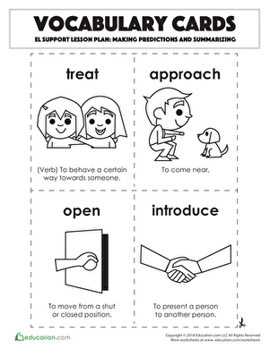 Vocabulary Cards: Making Predictions and Summarizing