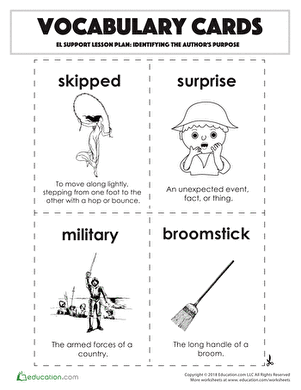 Vocabulary Cards: Identifying the Author's Purpose