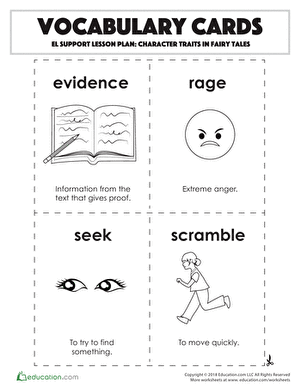 Vocabulary Cards: Character Traits in Fairy Tales