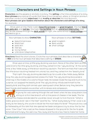 Characters and Settings in Noun Phrases