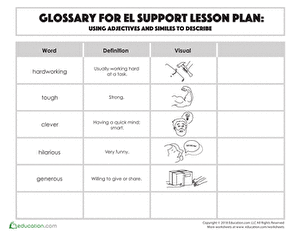 Glossary: Using Adjectives and Similes to Describe