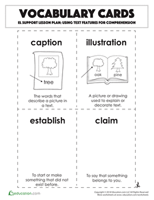 Vocabulary Cards: Using Text Features for Comprehension