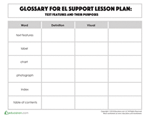 Glossary: Text Features and Their Purposes