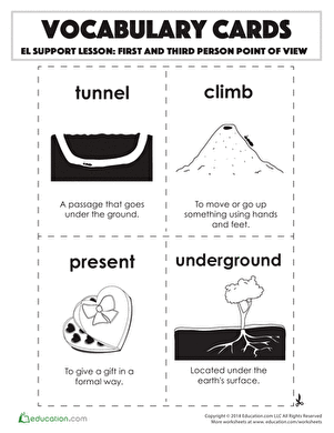 Vocabulary Cards: First- and Third-Person Point of View