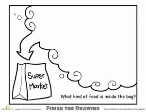 Finish the Drawing: What Kind of Food is Inside the Bag?