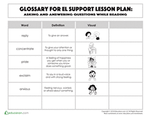 Glossary: Asking and Answering Questions While Reading