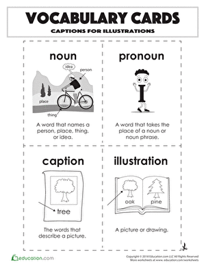 Vocabulary Cards: Captions for Illustrations
