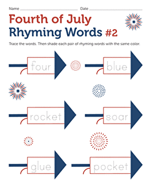 Fourth of July Rhyming Words #2
