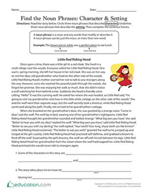 Find the Noun Phrases: Character & Setting