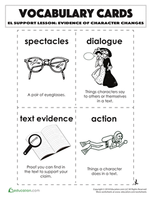 Vocabulary Cards: Evidence of Character Changes