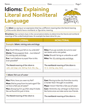 Idioms: Explaining Literal and Nonliteral Language