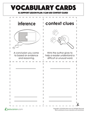 Vocabulary Cards: I Can Use Context Clues!