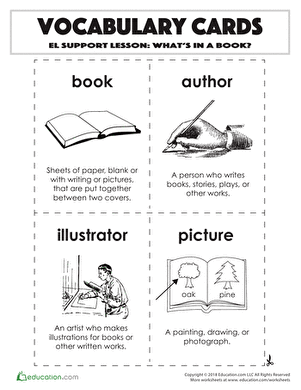 Vocabulary Cards: What's in a Book?