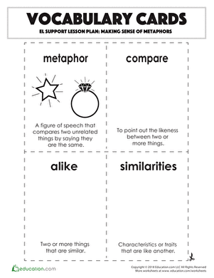 Vocabulary Cards: Making Sense of Metaphors