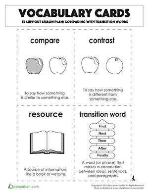 用过渡词词汇卡片:比较