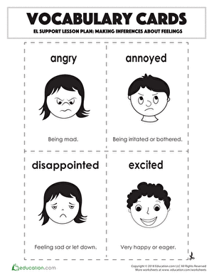Vocabulary Cards: Making Inferences About Feelings