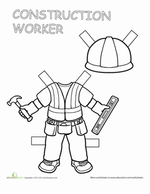 Construction Worker Paper Doll