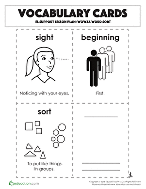Vocabulary Cards: Wowza Word Sort