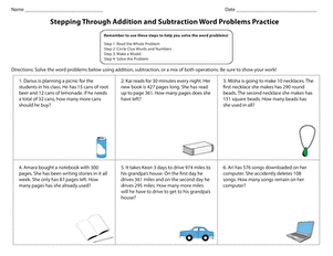 Stepping Through Addition and Subtraction Word Problems Practice