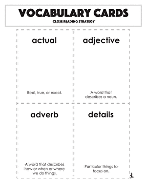 Vocabulary Cards: Close Reading Strategy