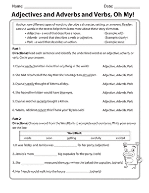 Adjectives and Adverbs and Verbs, Oh My!