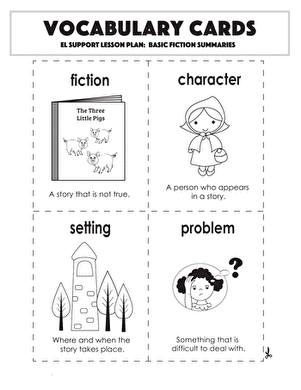 Vocabulary Cards: Basic Fiction Summaries
