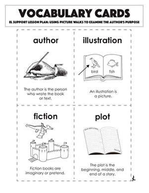Vocabulary Cards: Using Picture Walks to Examine the Author's Purpose