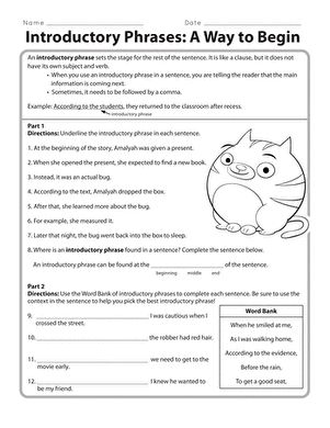 Introductory Phrases: A Way to Begin