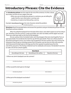 Introductory Phrases: Cite the Evidence